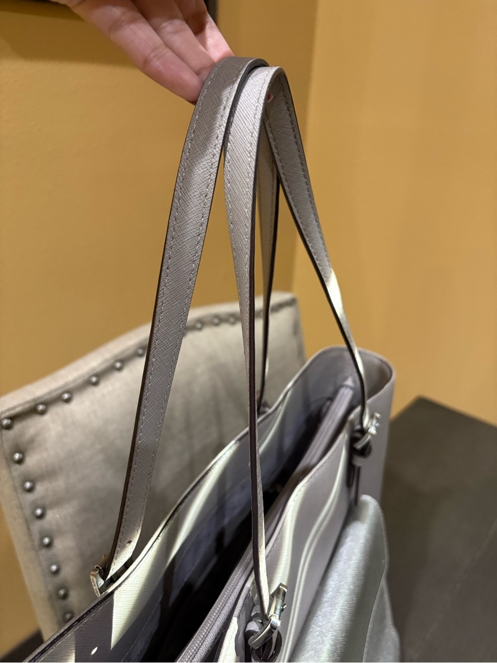 Michael Kors Silver Metallic Front-Pocket Tote - Picture 3 of 7